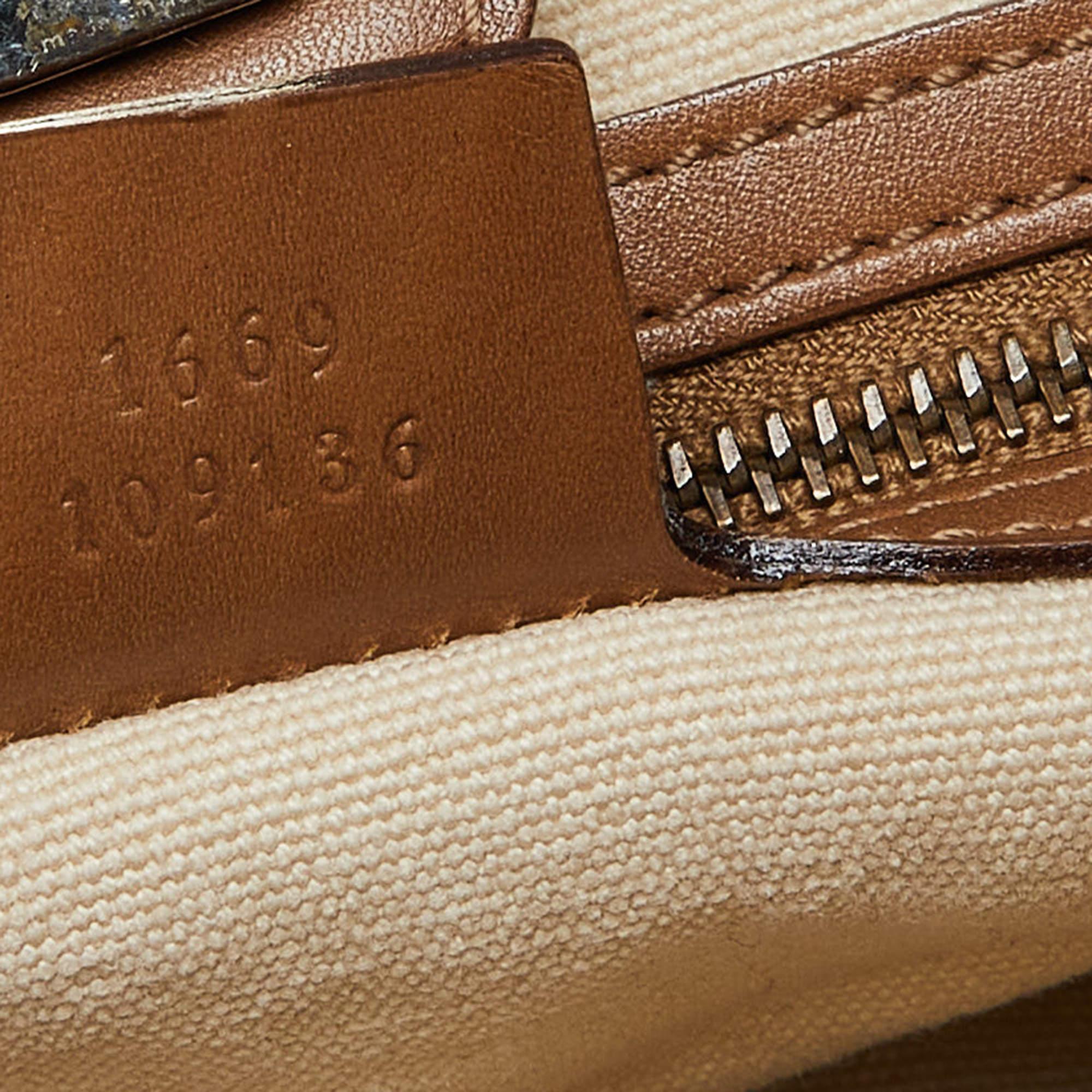 Gucci Bambus-Top-Griff-Tasche aus cremefarbenem/braunem Canvas und Leder im Angebot 3