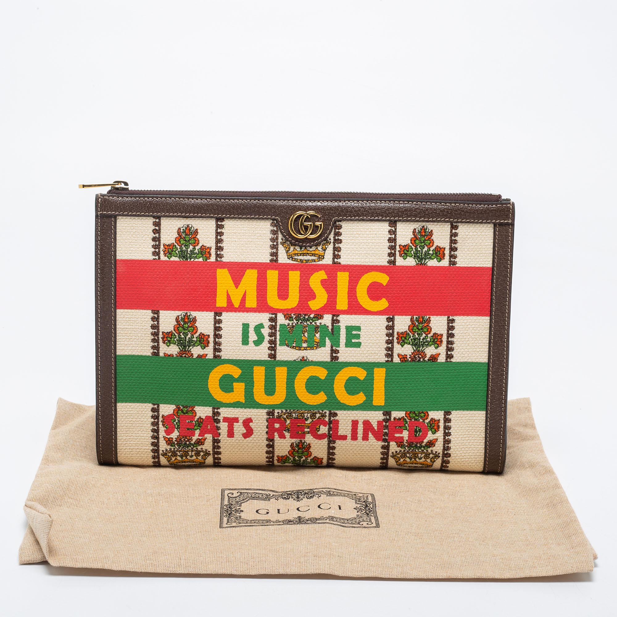 Gucci Cream/Brown Canvas And Leather Music is Mine Pouch 7