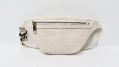 Gucci Cream Calfskin GG Tennis Embossed Belt Bag
