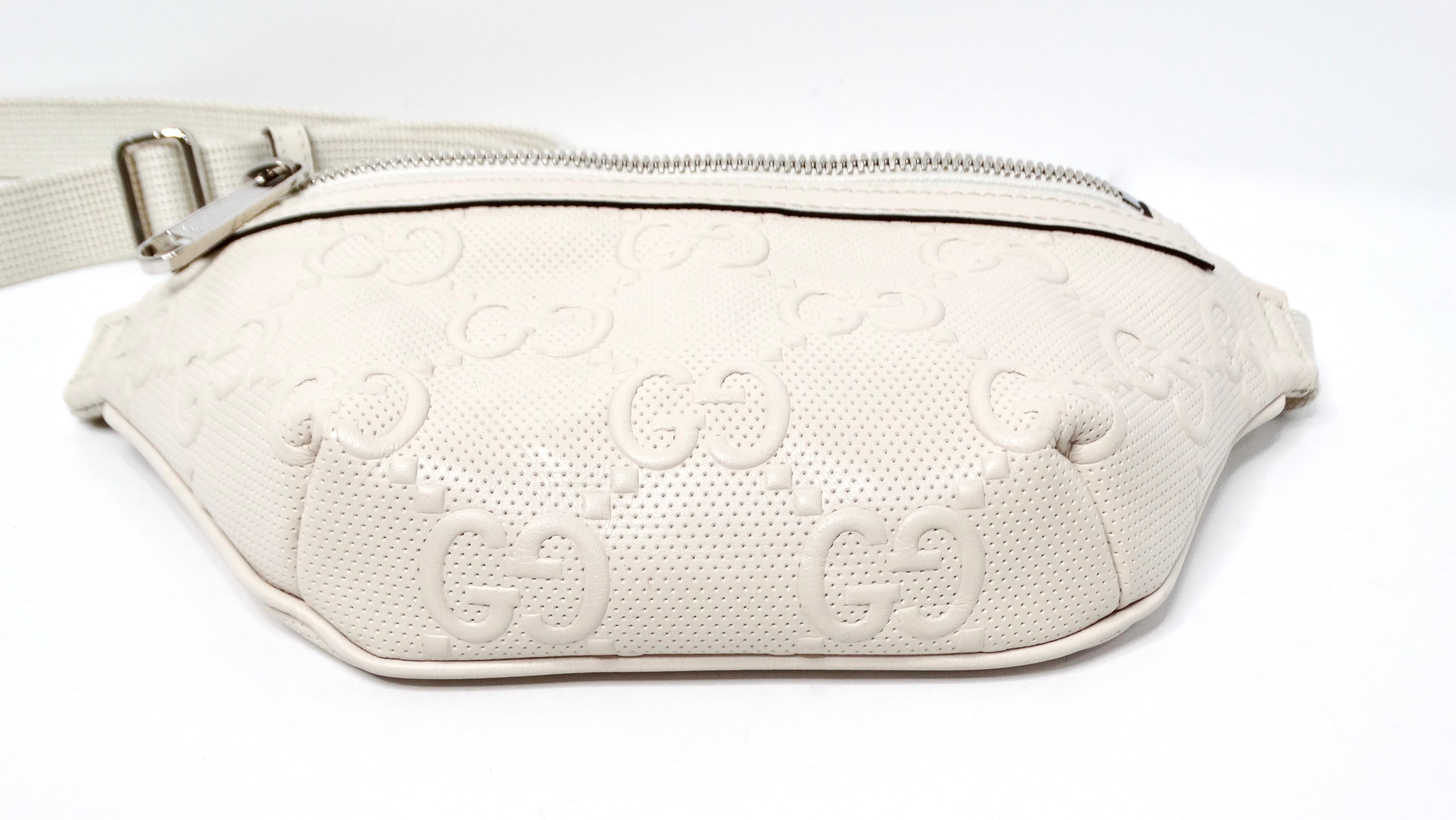 Gucci Cream Calfskin GG Tennis Embossed Belt Bag 2