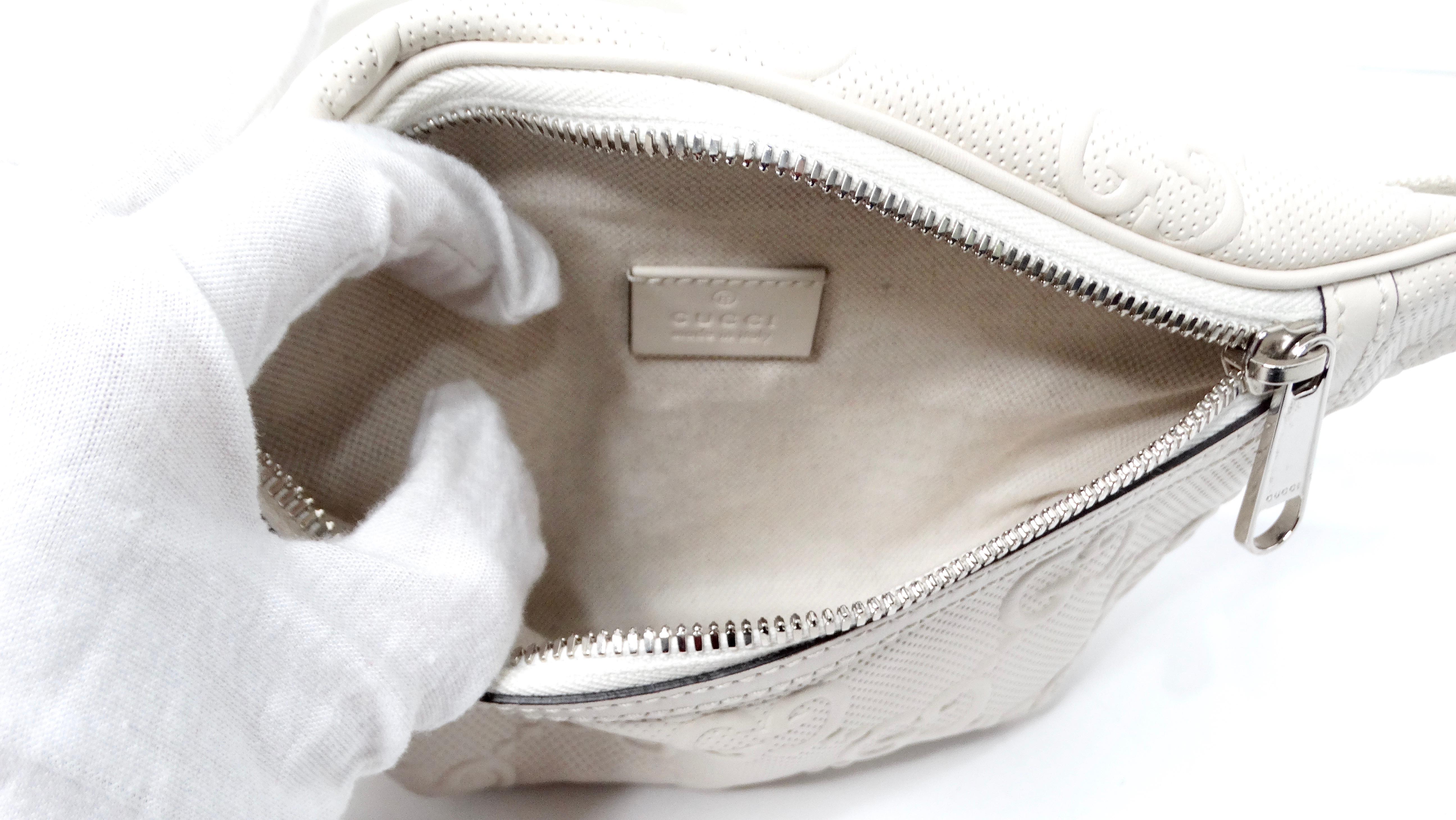 Gucci Cream Calfskin GG Tennis Embossed Belt Bag 4
