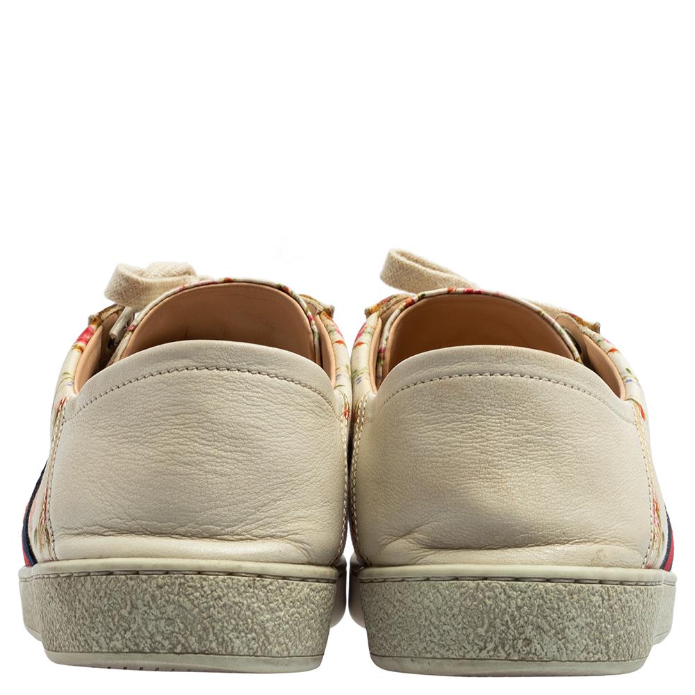 Beige Gucci Cream Canvas And Leather Ace Low Top Sneakers Size 41