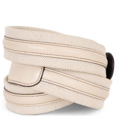 GUCCI cream canvas & leather BAMBOO Belt 85 / 34