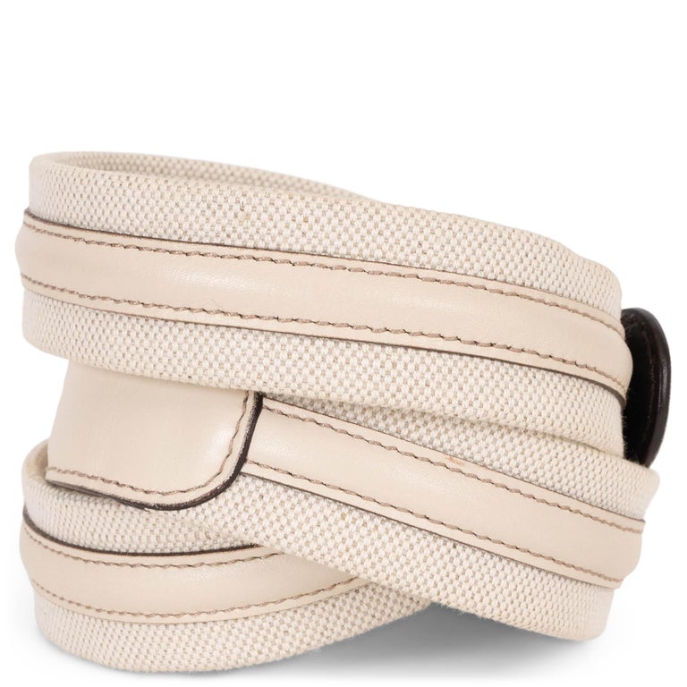 GUCCI cream canvas and leather BAMBOO Belt 85 / 34 at 1stDibs display picture 3
