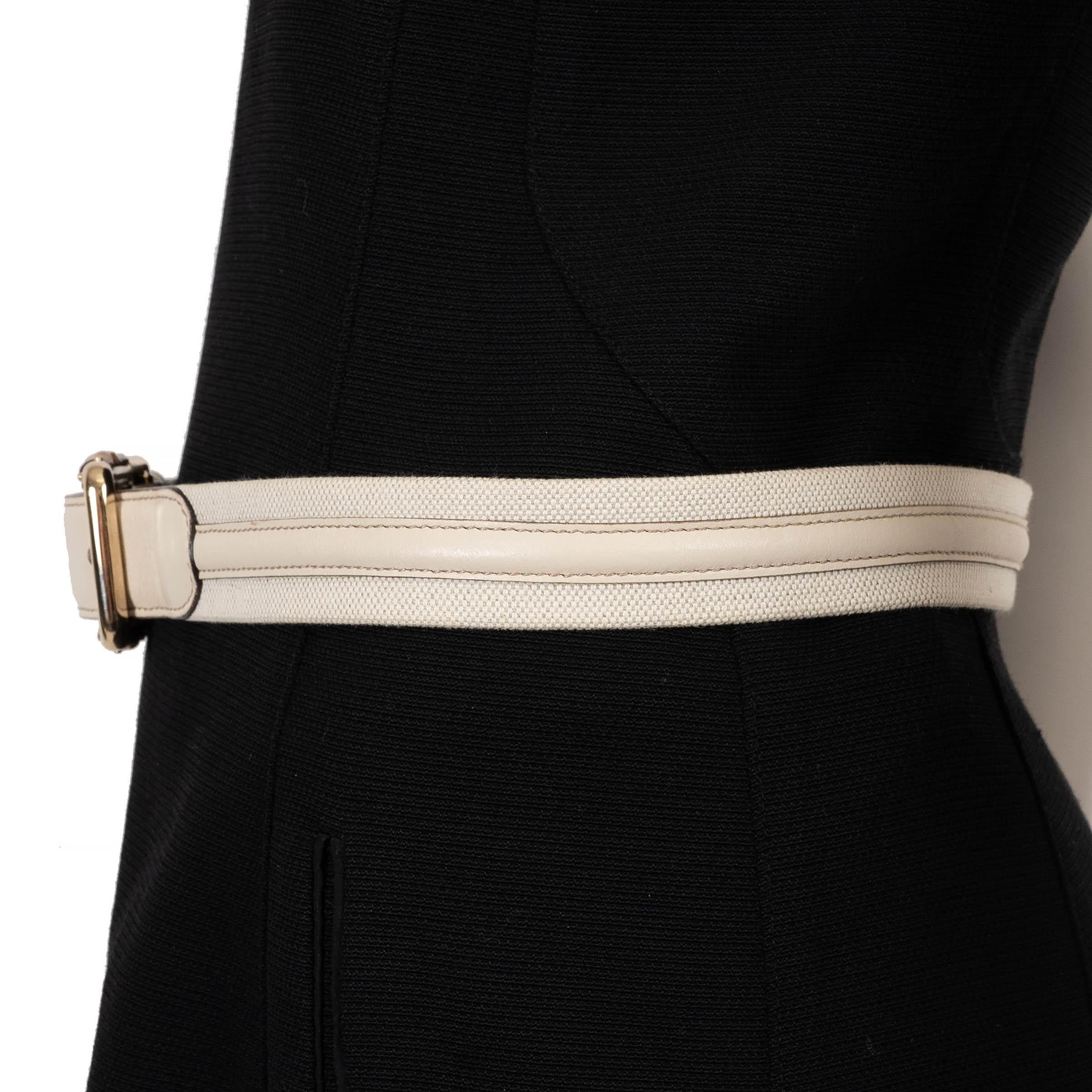 GUCCI cream canvas & leather BAMBOO Belt 85 / 34 In Excellent Condition For Sale In Zürich, CH