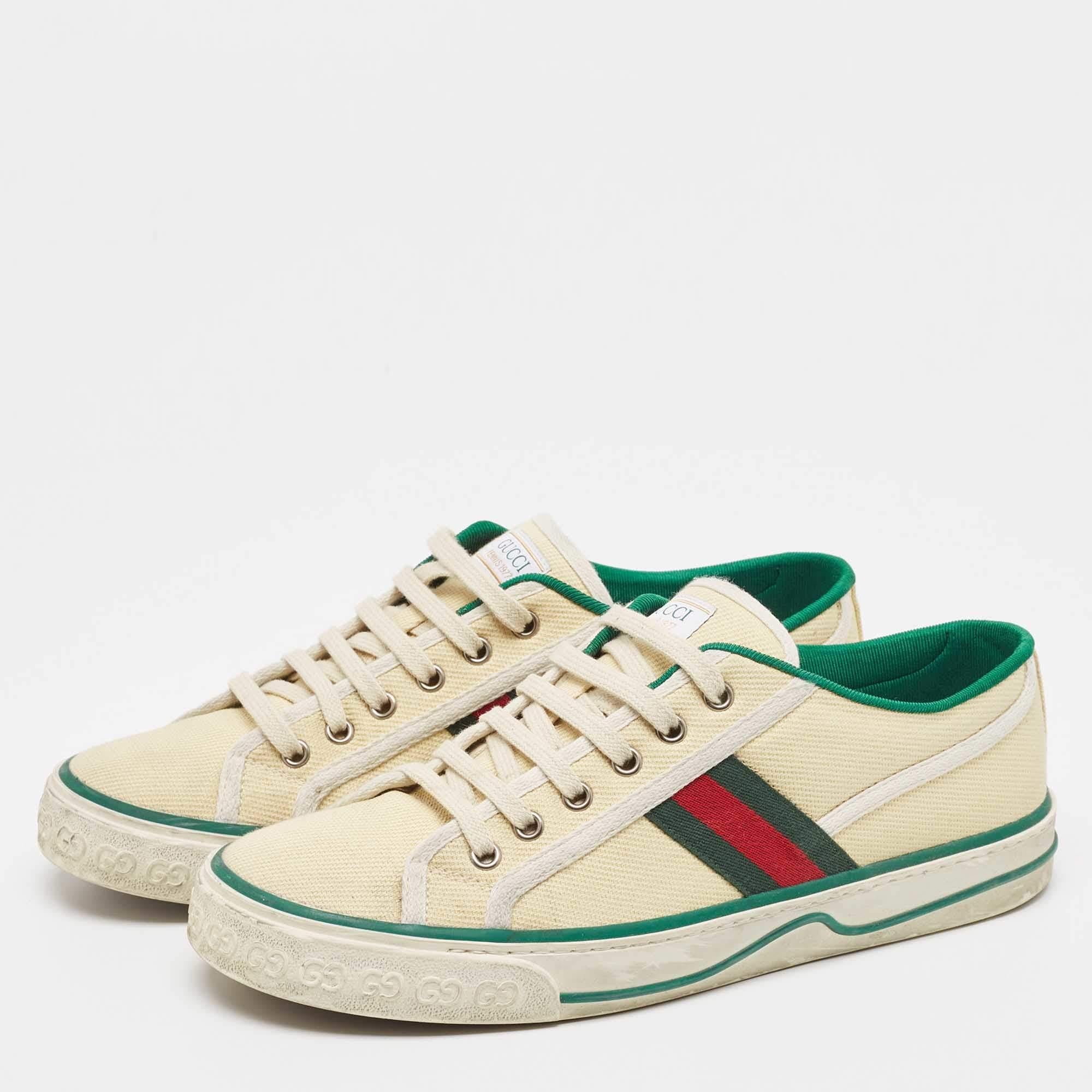 Give your outfit a luxe update with this pair of Gucci Tennis 1977 sneakers. The shoes are sewn perfectly to help you make a statement in them for a long time.

