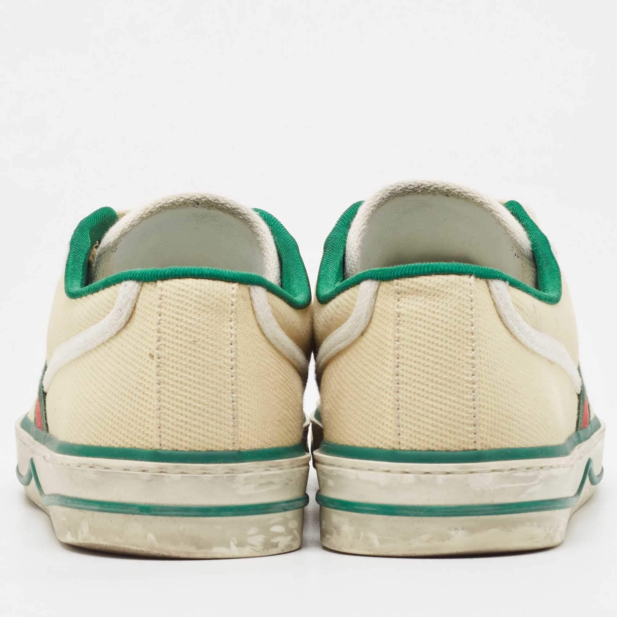 Gucci Cream Canvas Tennis 1977 Sneakers Size 42 For Sale 1