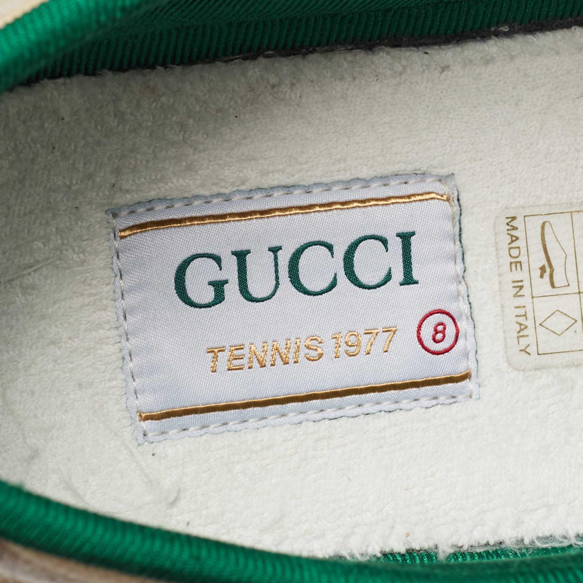 Gucci Cream Canvas Tennis 1977 Sneakers Size 42 For Sale 3