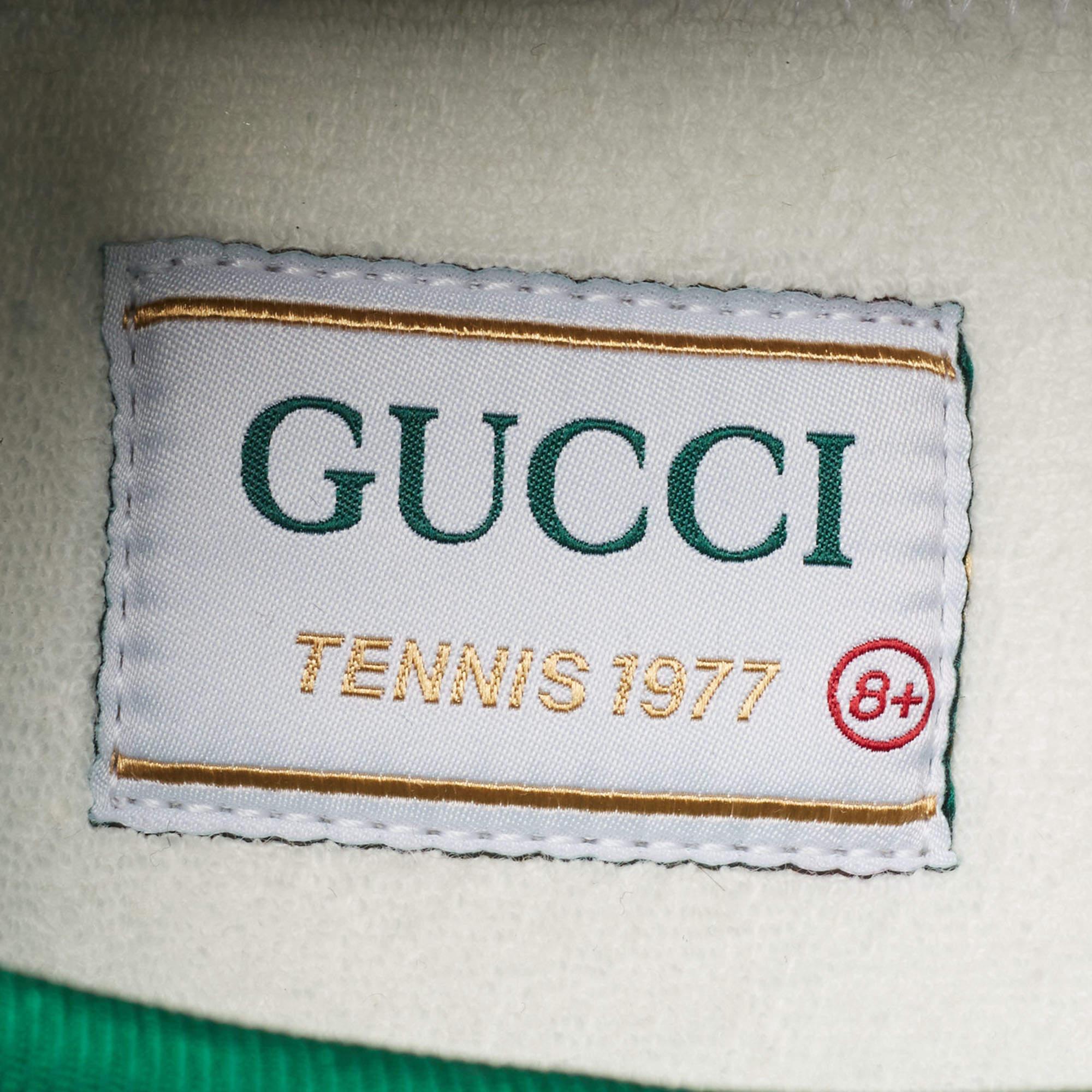 Gucci Cream Canvas Tennis 1977 Sneakers Size 42.5 In Excellent Condition In Dubai, Al Qouz 2