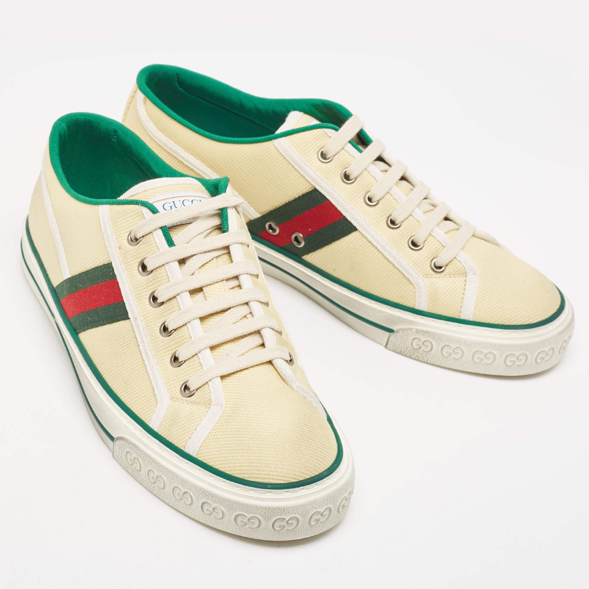 Gucci Cream Canvas Tennis 1977 Sneakers Size 42.5 2