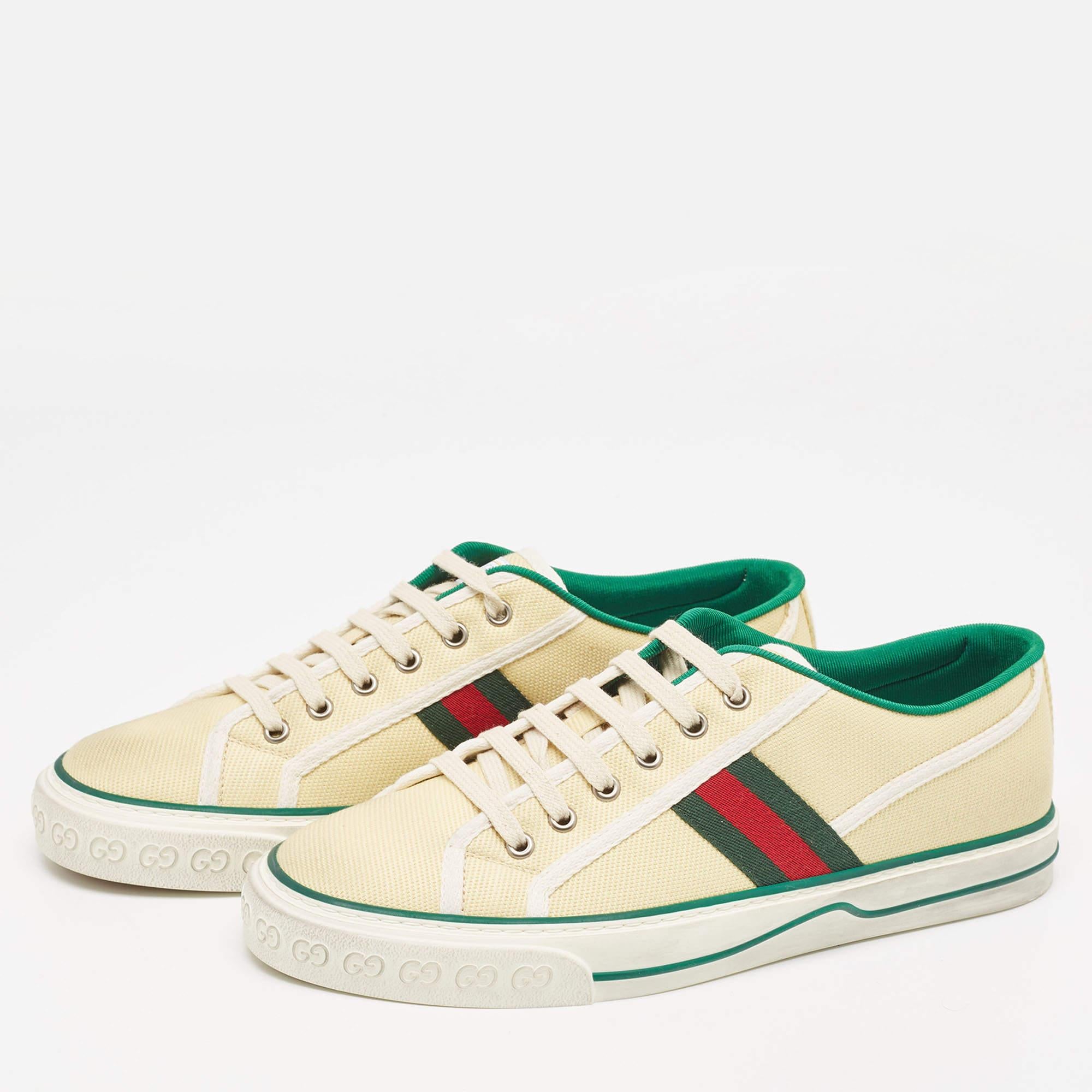Gucci Cream Canvas Tennis 1977 Sneakers Size 42.5 3