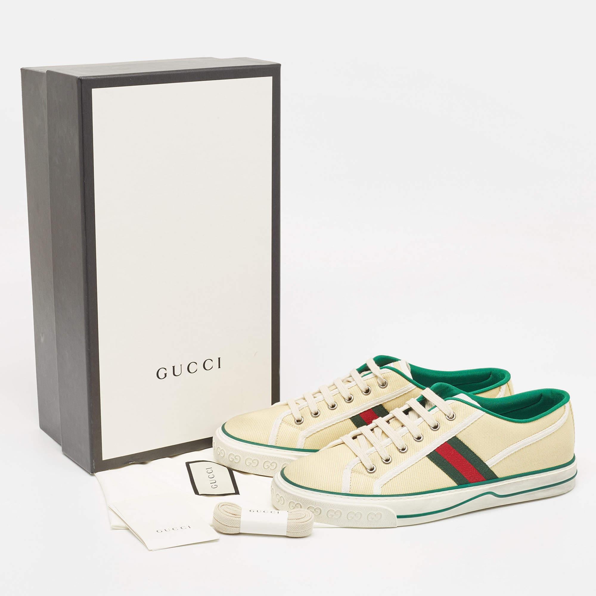 Gucci Cream Canvas Tennis 1977 Sneakers Size 42.5 5