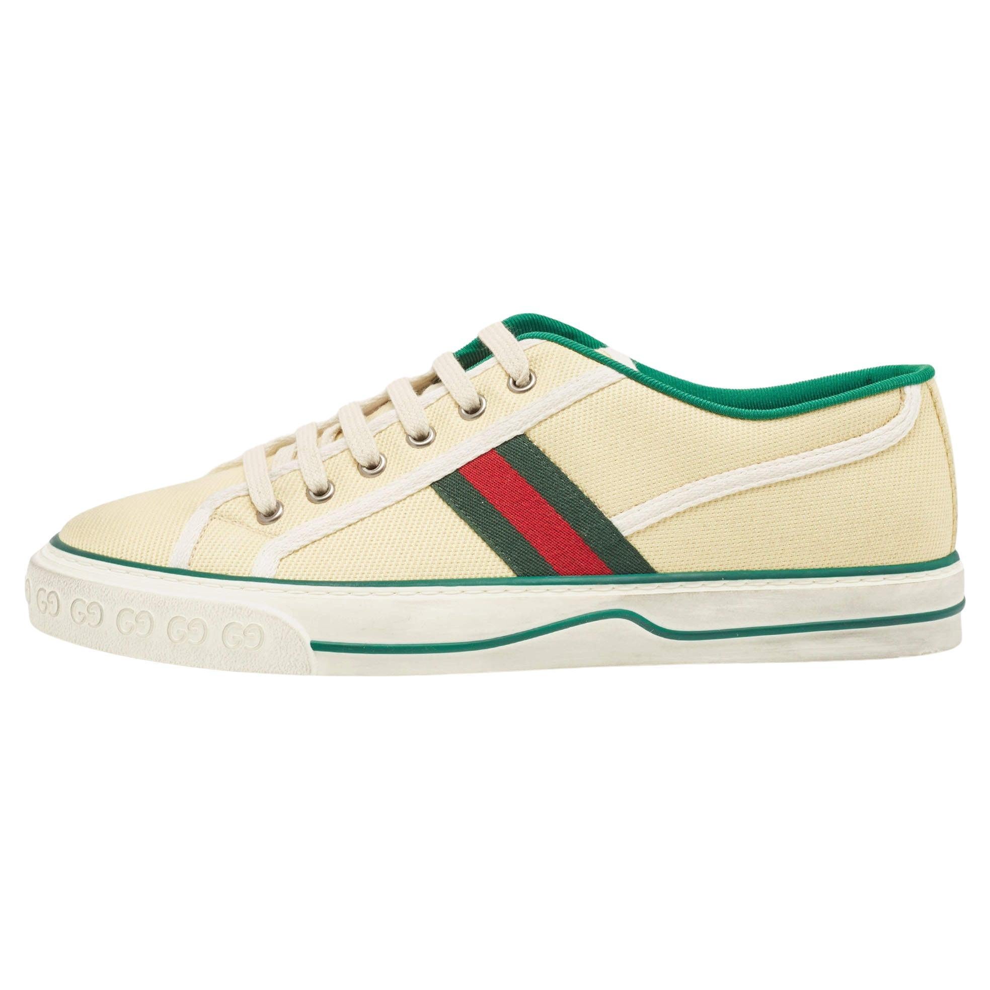 Gucci Cream Canvas Tennis 1977 Sneakers Size 42.5