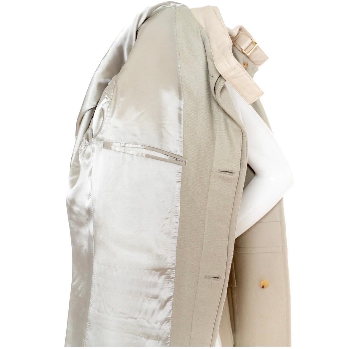 Gucci Cream Cashmere-Blend Leather Collar Coat For Sale 3