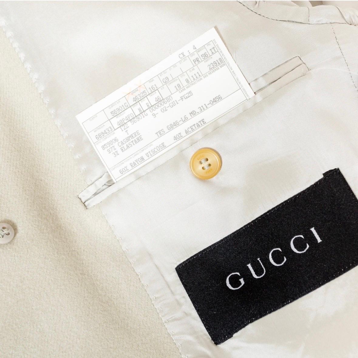 Gucci Cream Cashmere-Blend Leather Collar Coat For Sale 4