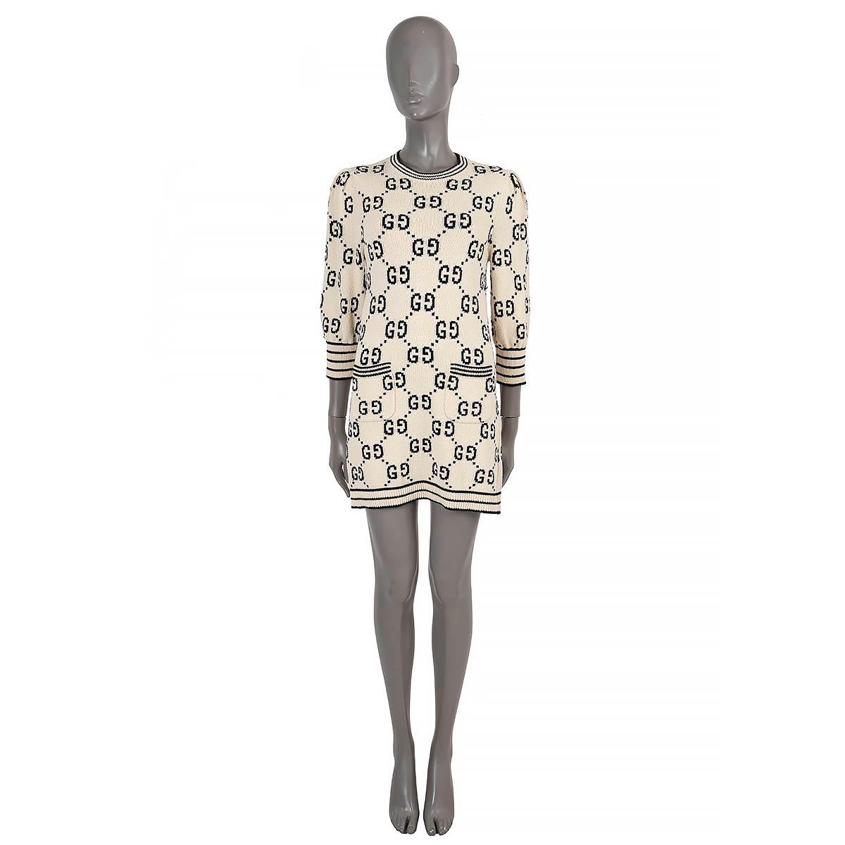 Women's GUCCI cream cotton 2022 GG KNIT MINI Dress S For Sale