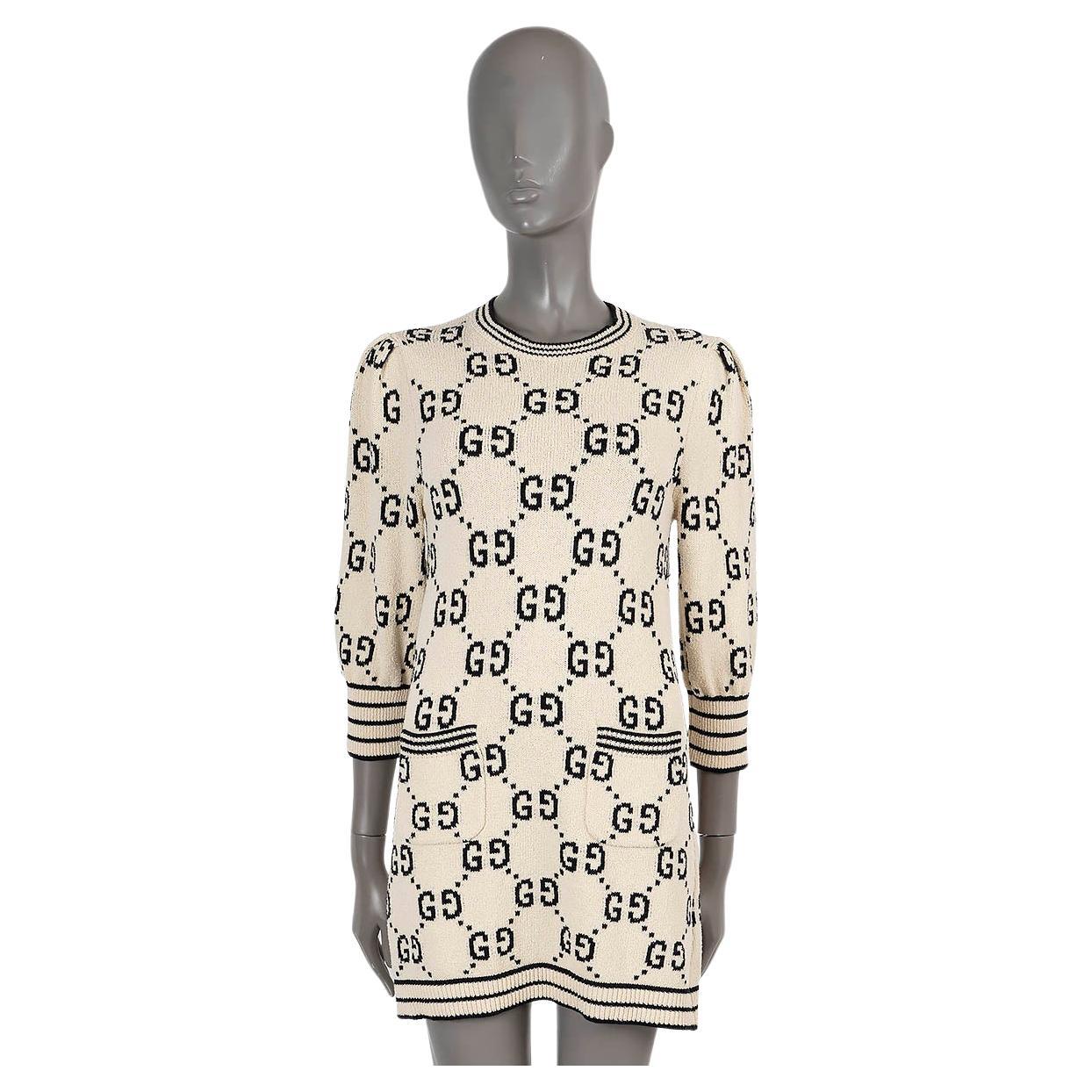 GUCCI cream cotton 2022 GG KNIT MINI Dress S