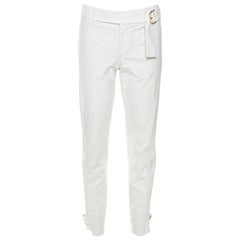 Gucci Cream Cotton Bamboo Buckle Detail Tapered Trousers S