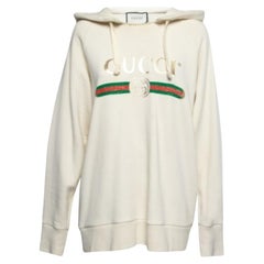 Gucci Felpa con cappuccio in cotone crema Blind for Love Dogs ricamata M. I.