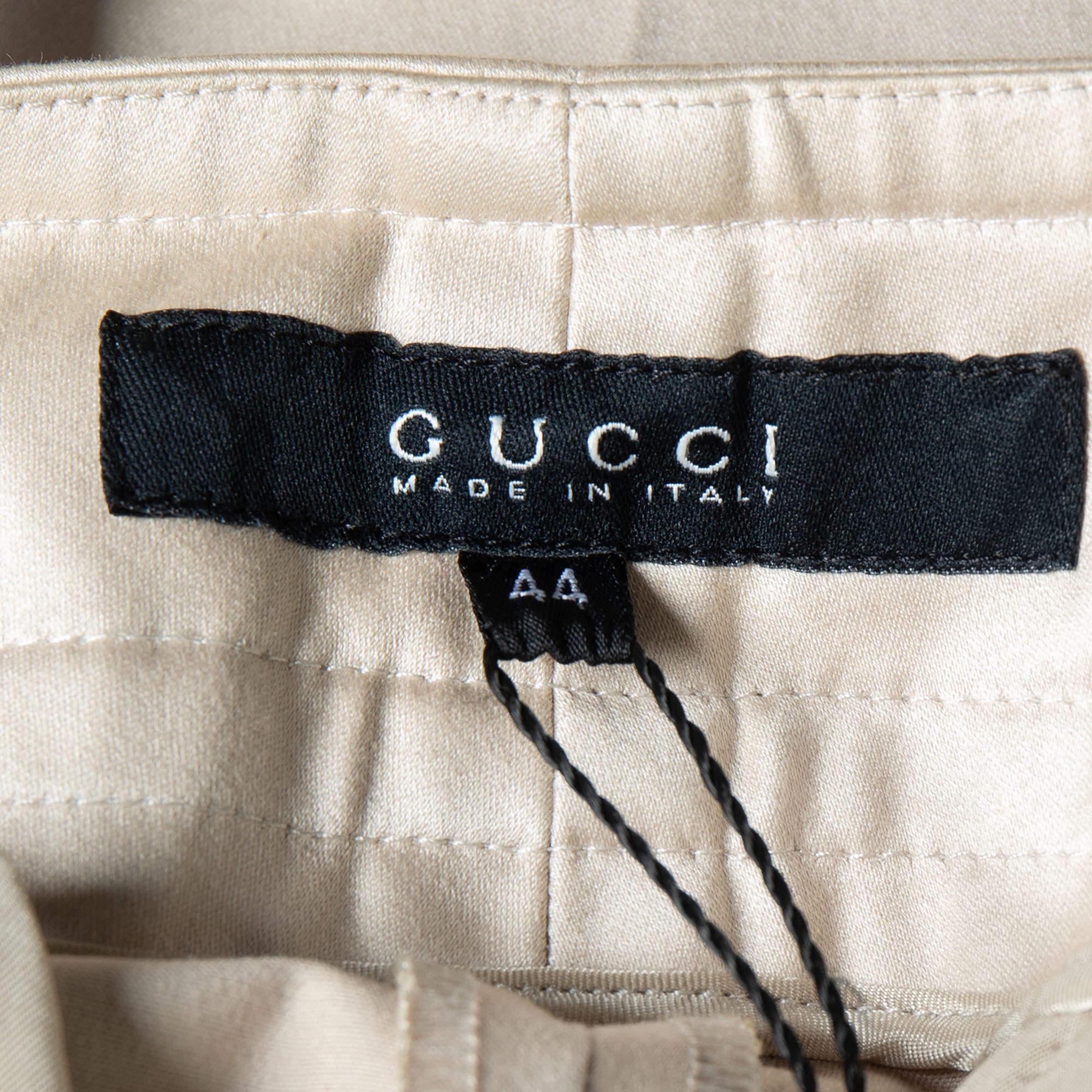 Gucci Cream Cotton Bow Detail Bootcut Trousers M 1