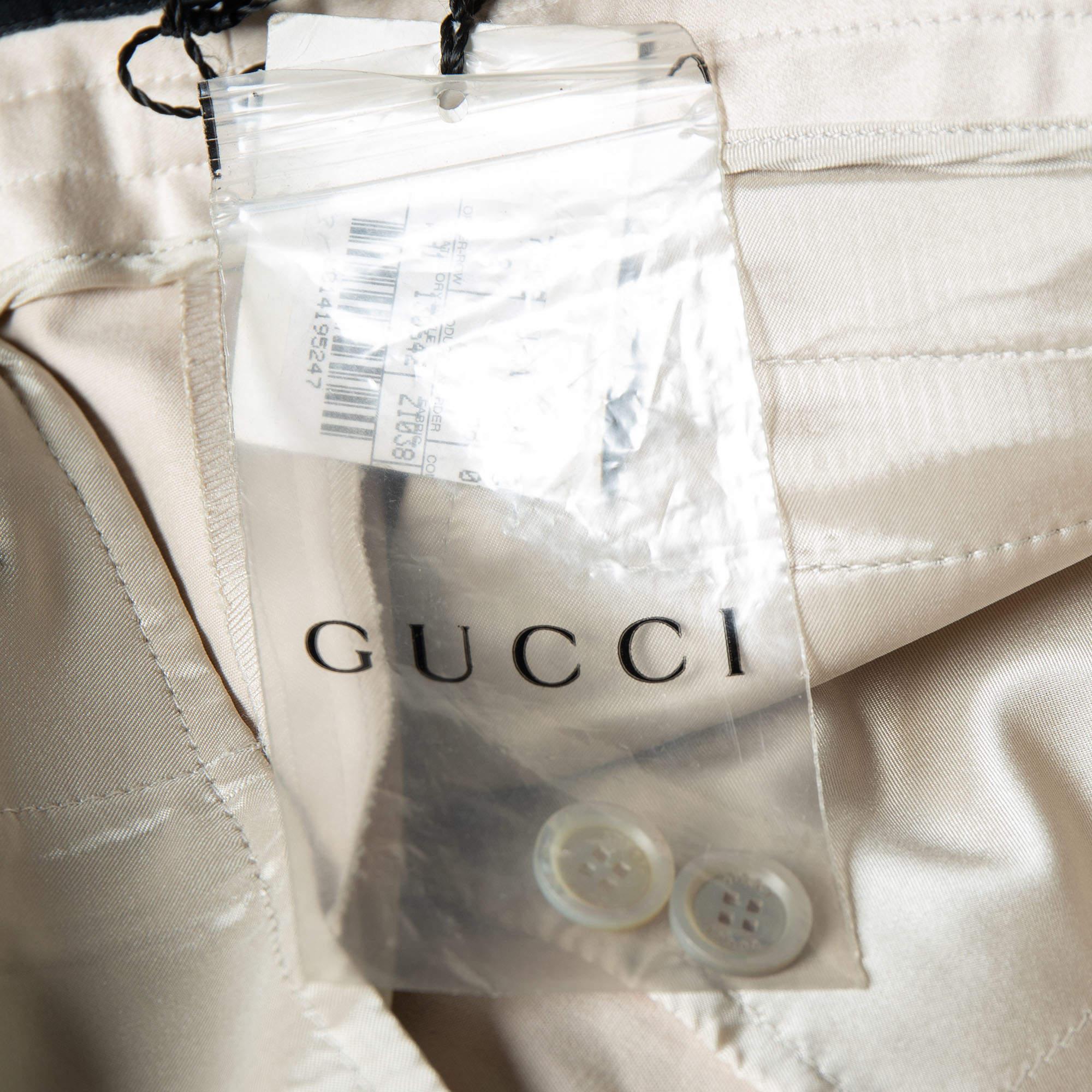 Gucci Cream Cotton Bow Detail Bootcut Trousers M 2