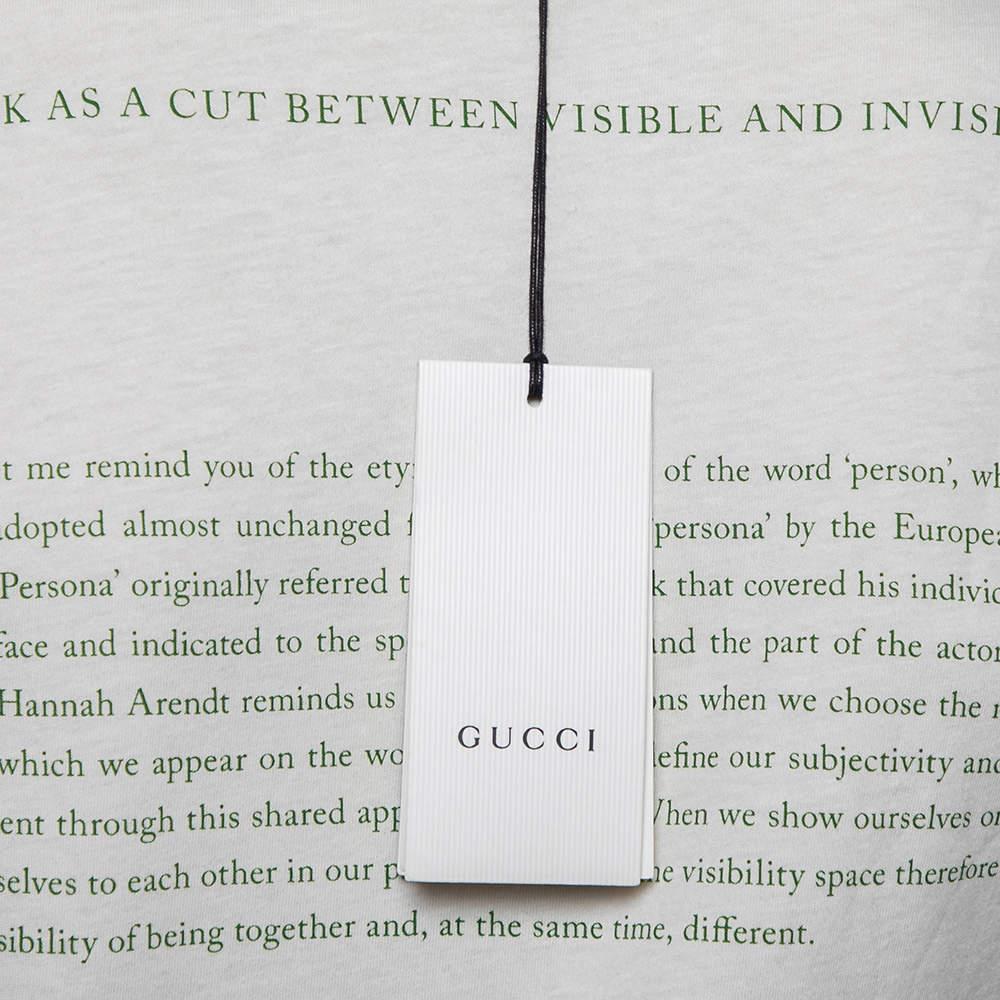 Gucci Creme Baumwolle Manifest Maske gedruckt Rundhalsausschnitt T-Shirt XS im Angebot 6