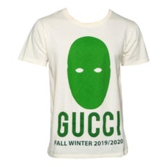 Gucci Cream Cotton Manifesto Mask Printed Crew Neck T-Shirt XS