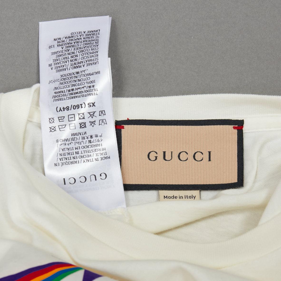 GUCCI cream cotton rainbow stars GG print cap sleeve tank top XS For Sale 3