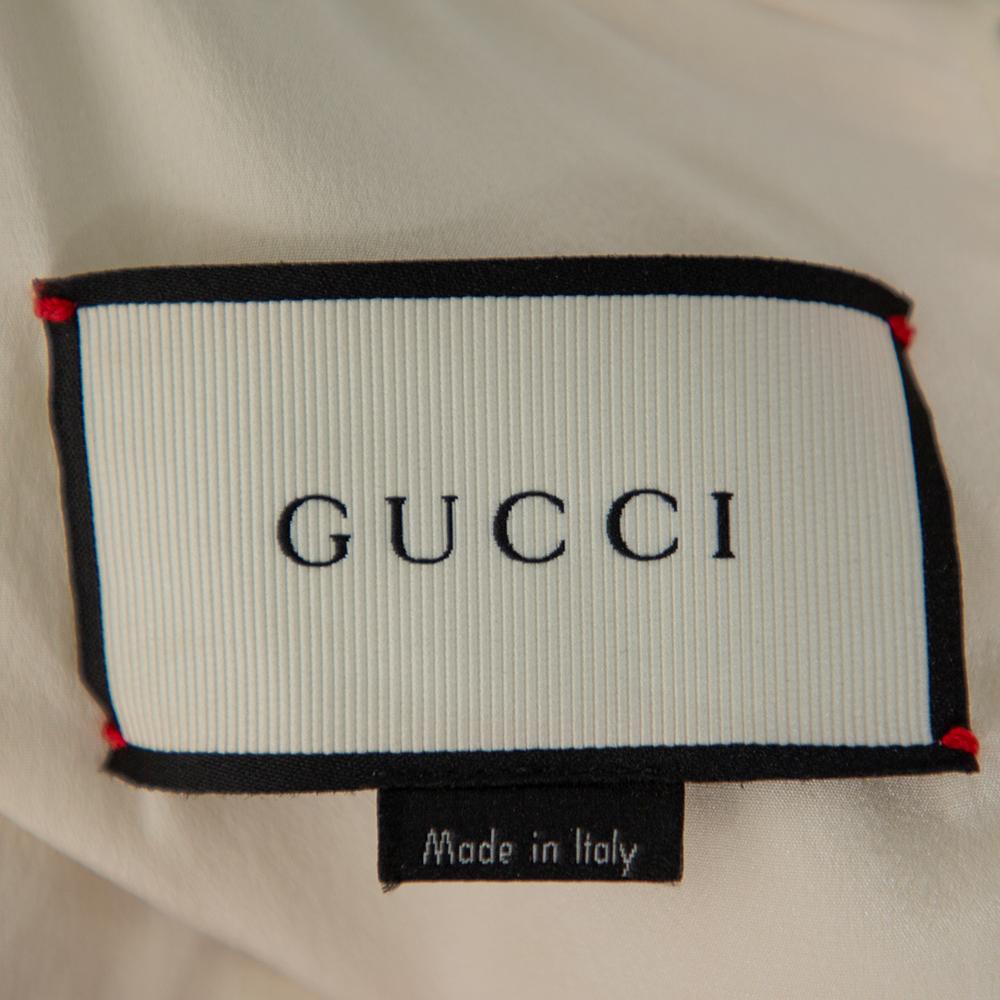 Women's Gucci Cream Crepe Pleated Hem Detail Belted Sleeveless Dress M
