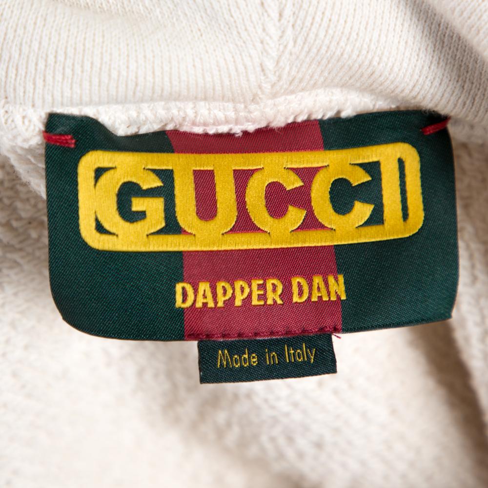 Beige Gucci Cream Dapper Dan Logo Print Cotton Hoodie M