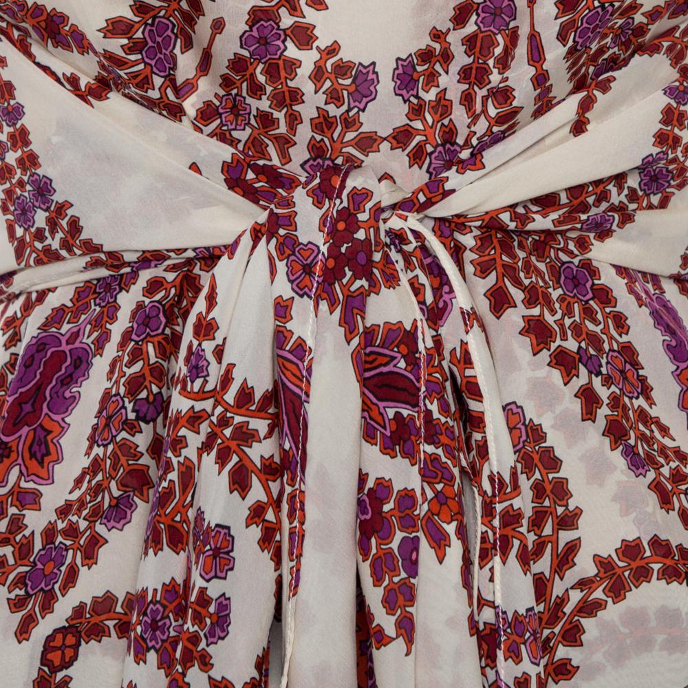 Gucci Cream Floral Print Silk Halter Neck Blouse S In Good Condition In Dubai, Al Qouz 2