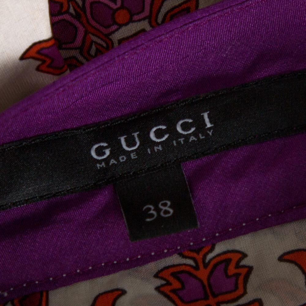 Women's Gucci Cream Floral Print Silk Halter Neck Blouse S