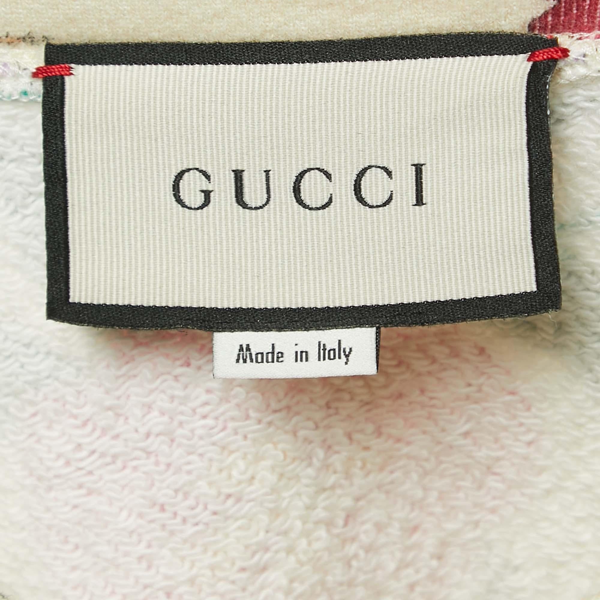 Gucci Creme Floral gedruckt Baumwolle Logo Sweatshirt S im Zustand „Gut“ im Angebot in Dubai, Al Qouz 2