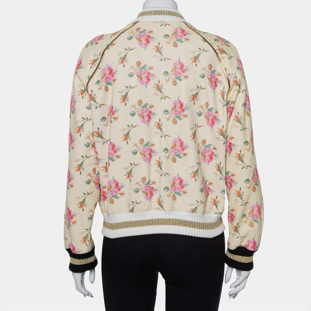 This bomber jacket from Gucci is made from leather, designed with a floral print and contrasting ribbed trims, and styled with a front zip closure, two slip pockets, and long sleeves. Say hello to your new favorite jacket!

