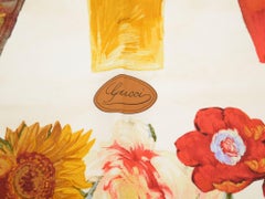 Gucci Cream Flower Pots Silk Scarf