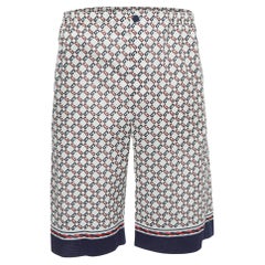 Gucci Cremefarbene Baumwoll-Muslin-Shorts mit geometrischem G-Druck M