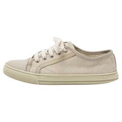 Gucci Cream GG Canvas And Leather Low Top Sneakers Size 37.5