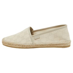 Gucci Cream GG Canvas Espadrille Flats Size 40.5