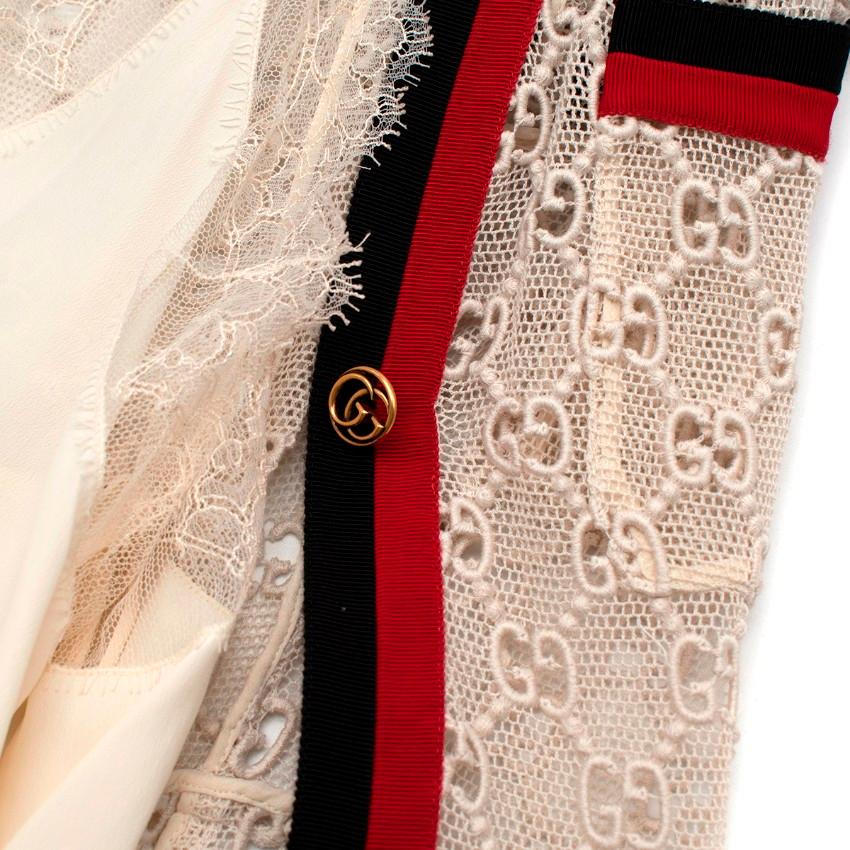 Women's Gucci Cream GG Monogram lace Button-Up Short Dress US 4 For Sale