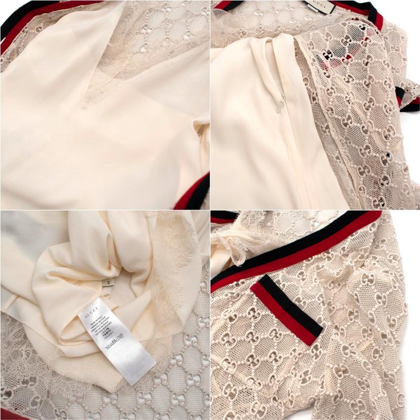 Gucci Cream GG Monogram lace Button-Up Short Dress US 4 For Sale 1