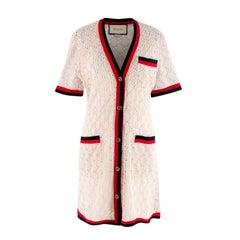 Gucci Cream GG Monogram lace Button-Up Short Dress US 4