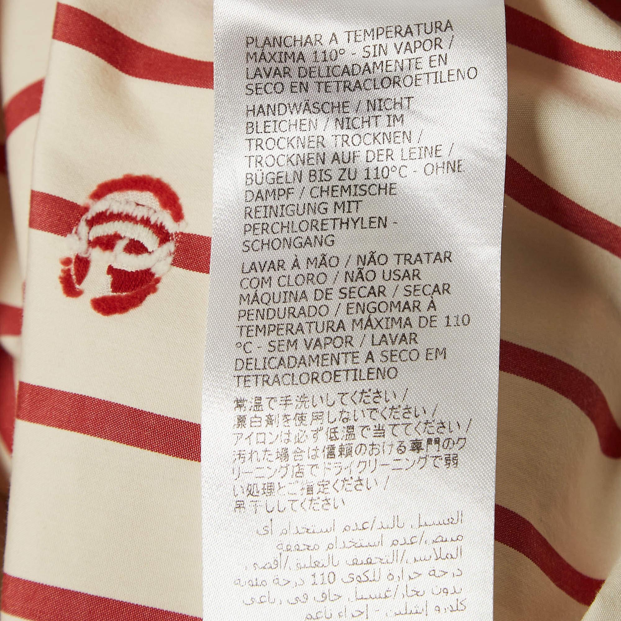 Gucci Cream GG Striped Cotton Bowling Shirt XXL 1