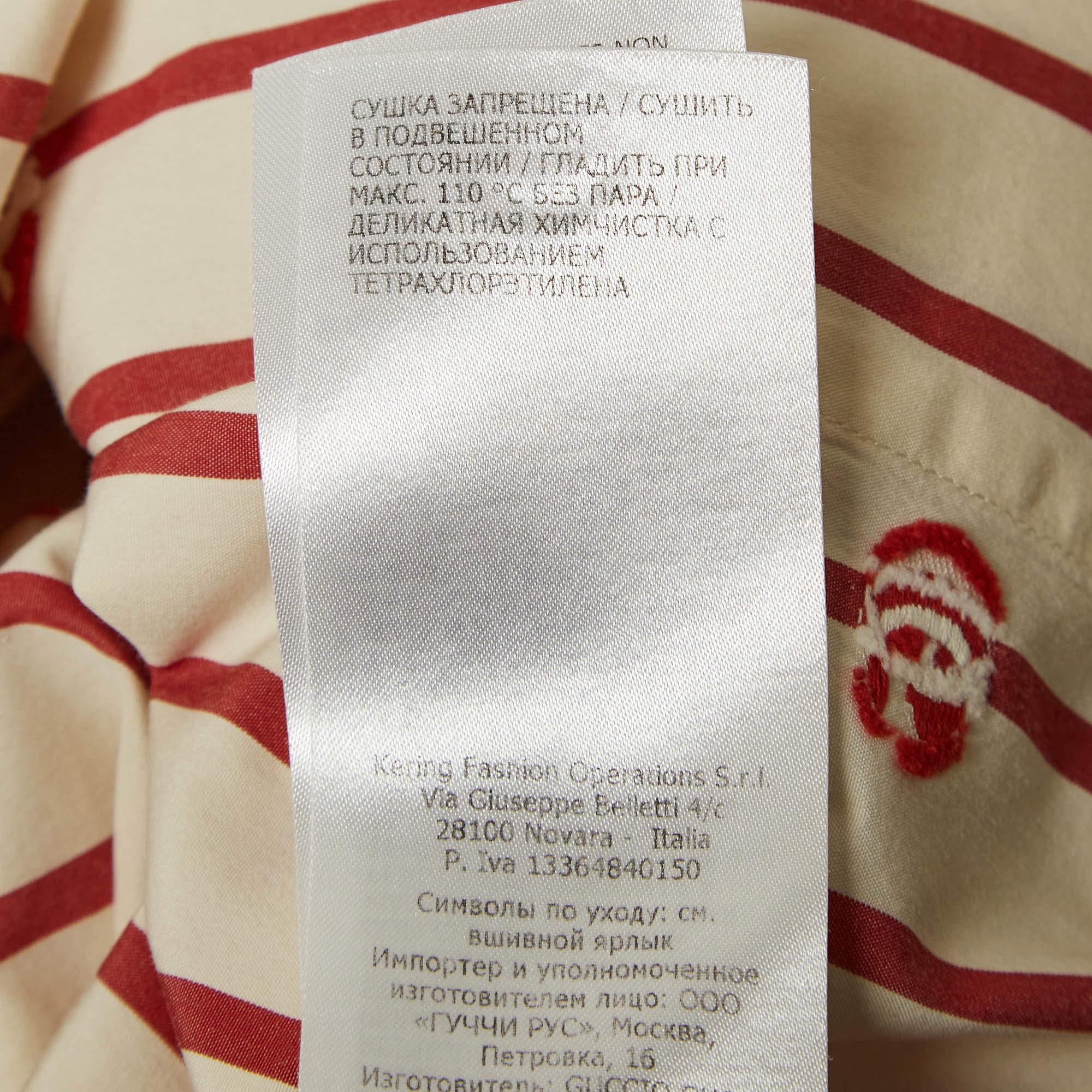 Gucci Cream GG Striped Cotton Bowling Shirt XXL 2