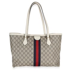 Gucci Ophidia-Tasche aus cremefarbenem GG Supreme-Canvas, mittelgroß