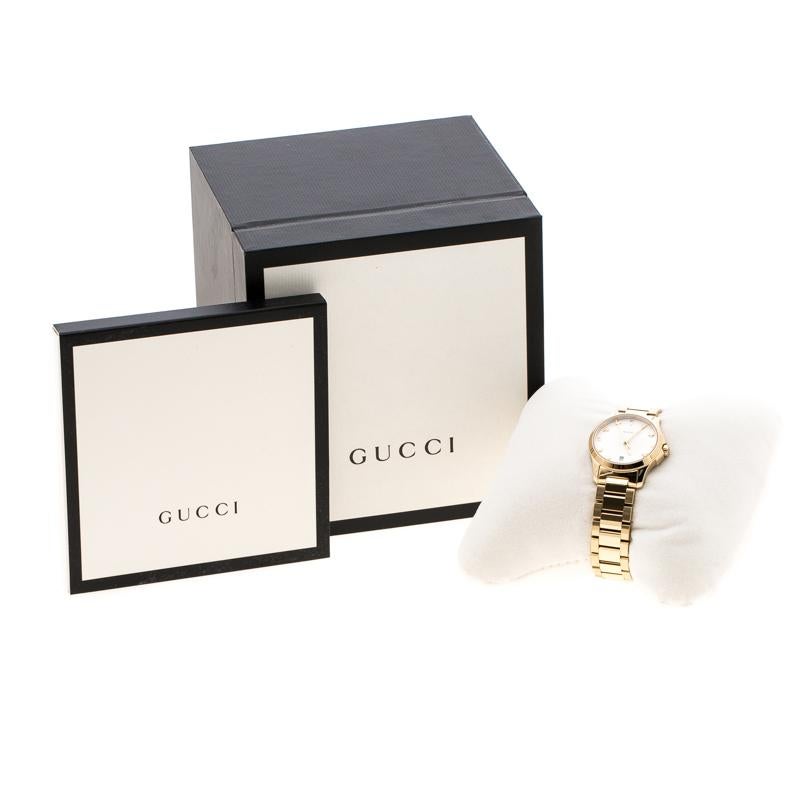 Gucci Cream Gold Plated Stainless Steel G-Timelss 126.5 Women's Wristwatch 27 mm 1