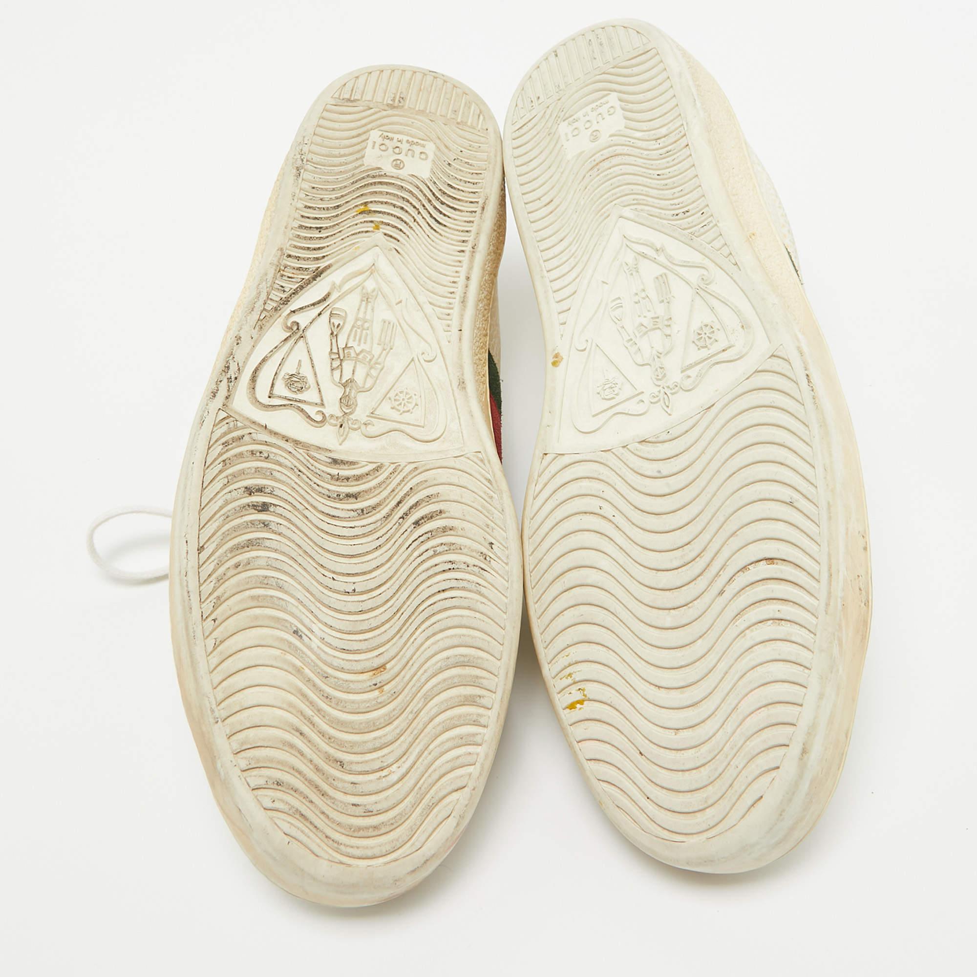 Gucci Cream Grained Leather Ace Sneakers Size 41.5 1