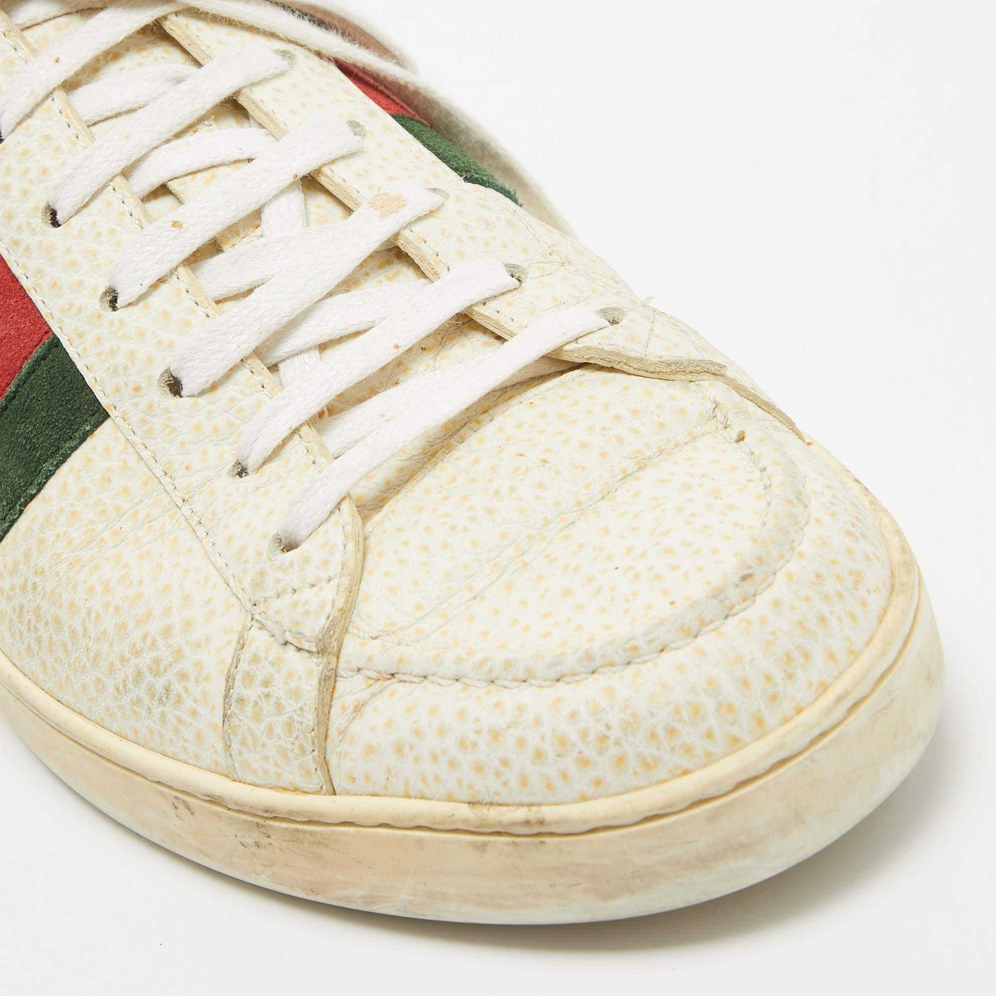 Gucci Cream Grained Leather Ace Sneakers Size 41.5 2