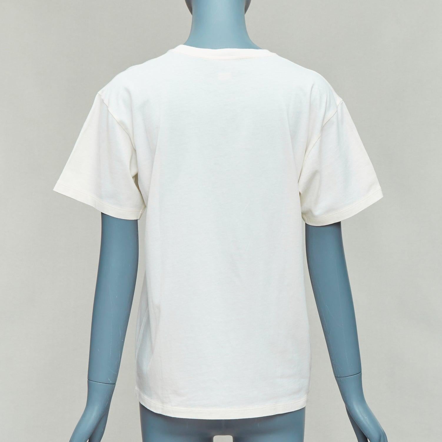 Women's GUCCI cream green yellow boutique vintage logo short sleeve tshirt XXS For Sale