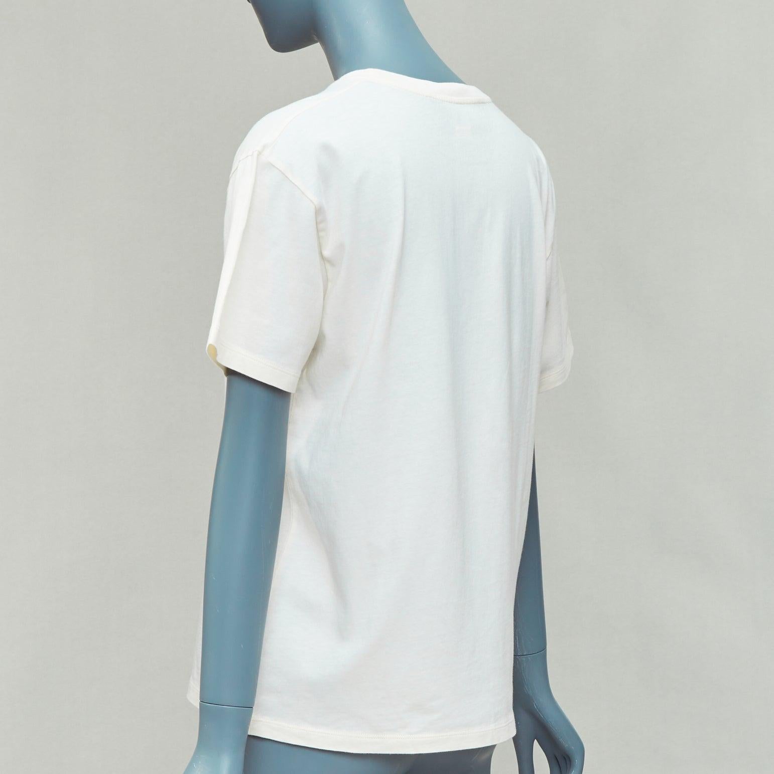 GUCCI cream green yellow boutique vintage logo short sleeve tshirt XXS For Sale 1