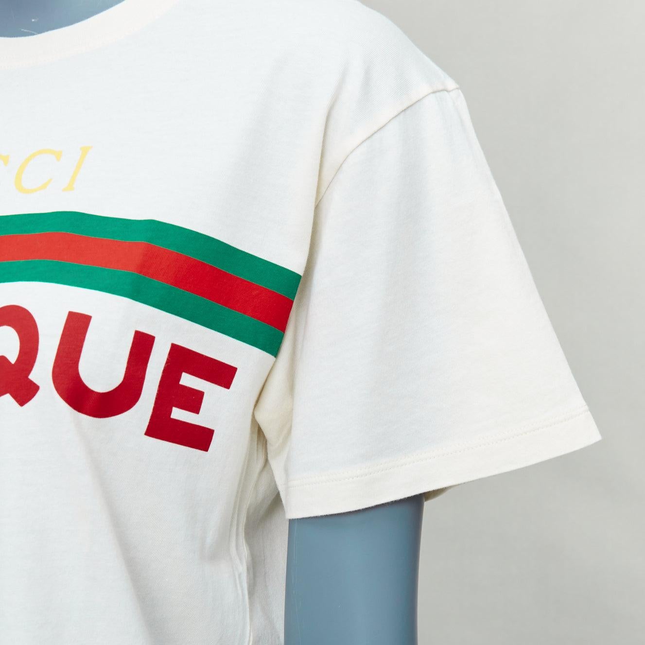 GUCCI cream green yellow boutique vintage logo short sleeve tshirt XXS For Sale 2